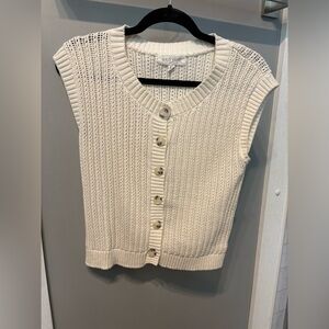 Wild Skye Ivory Knit Button-Up Vest